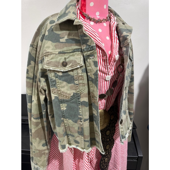 Women's Free People Jacket Green Camo M - Picture 6 of 6